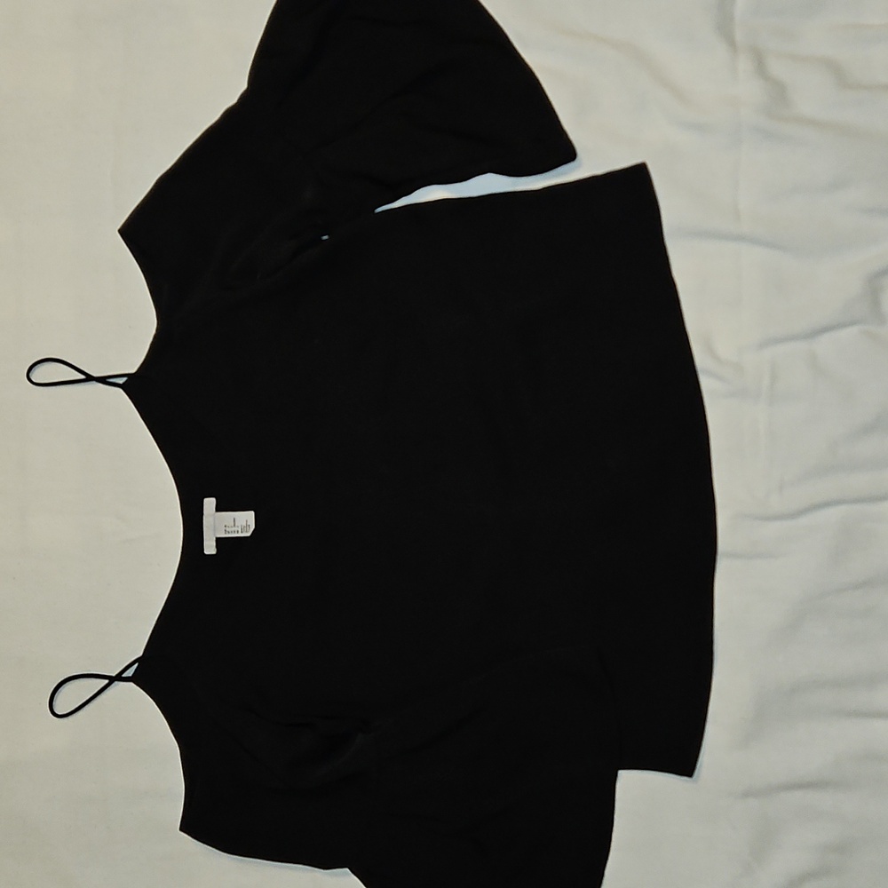 H&M Black Asymmetrical Ruffled Coldshoulder  Top